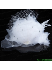 White Rhinestone Tulle Hair Ornament for Women