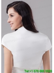 White Taffeta Short Sleeves White Jacket for Wedding Party