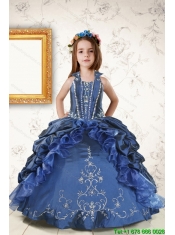 2015 Affordable Appliques and Pick Ups Little Girl Dress in Navy Blue