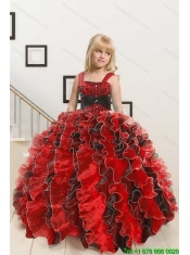 2015 New Arrival Appliques and Ruffles Multi-color Flower Girl Dress