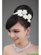 Alloy and Rhinestone Necklace and Pearl Head Flower