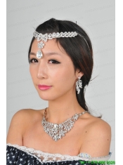 Alloy Wedding Jewelry Set Including Necklace And Earrings in Silver