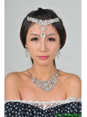 Alloy Wedding Jewelry Set Including Necklace And Earrings in Silver