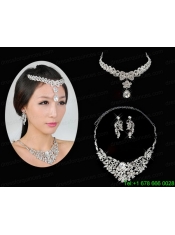 Alloy Wedding Jewelry Set Including Necklace And Earrings in Silver