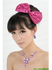 Alloy With Elegant Rhinestone Jewelry Set Including Necklace And Colorful Bowknot