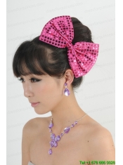 Alloy With Elegant Rhinestone Jewelry Set Including Necklace And Colorful Bowknot