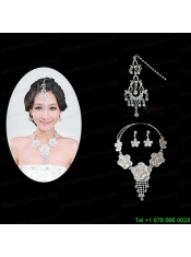 Alloy With Elegant Rhinestone Wedding Jewelry Set Including Necklace And Earrings