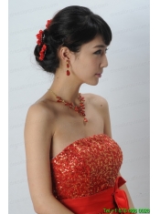 Attractive Necklace and Earing Wedding Jewelry Set with Hairpins