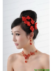 Attractive Necklace and Earing Wedding Jewelry Set with Hairpins