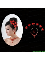 Attractive Necklace and Earing Wedding Jewelry Set with Hairpins