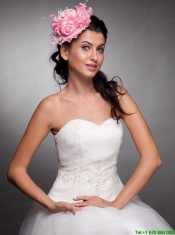 Baby Pink Hand Made Flowers Lace Net Yarn Bridal Fascinators