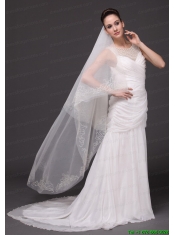 Beading Classic Tulle Bridal Veil For Wedding