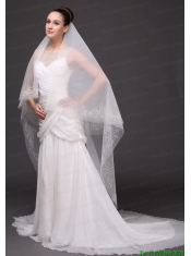 Beading Classic Tulle Bridal Veil For Wedding