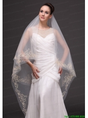 Beading Tulle Modest Bridal Veil For Wedding