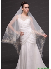 Beading Tulle Modest Bridal Veil For Wedding