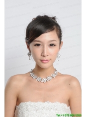 Beautiful Alloy With Rhinestone Anniversary Jewelry Set Including Necklace Earrings And Jewelry Comb