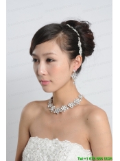 Beautiful Alloy With Rhinestone Anniversary Jewelry Set Including Necklace Earrings And Jewelry Comb