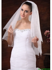 Beautiful Beading Tulle Bridal Veil For Wedding