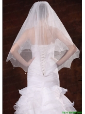 Beautiful Beading Tulle Bridal Veil For Wedding