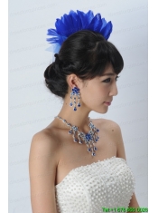 Beautiful Rhinestone and Feather Head Flower and Necklace