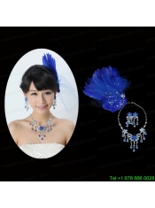 Beautiful Rhinestone and Feather Head Flower and Necklace