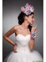 Beautiful Tulle Hand Made Flowers Colorful Headpieces and Wrist Corsage