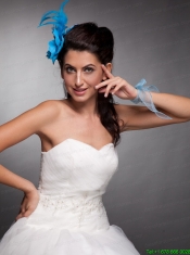 Blue Taffeta Beaded Hand Made Flowers Headpieces