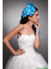 Blue Taffeta Beaded Hand Made Flowers Headpieces