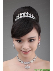 Boeknot Shape Rhinestone Jewelry Set Including Necklace Crown And Earrings