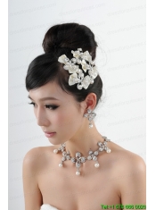 Bowknot Pearl and Rhinestone Necklace Earring Jewelry Set