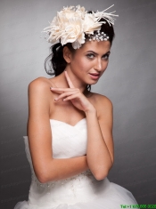 Champagne Beaded Taffeta Hand Made Flowers Headpieces