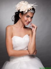 Champagne Beaded Taffeta Hand Made Flowers Headpieces