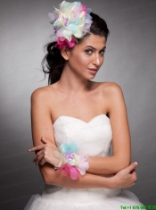 Colorful Organza Hand Made Flower Headpieces Wrist Corsage