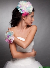 Colorful Organza Hand Made Flower Headpieces Wrist Corsage