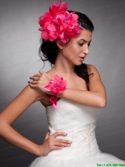 Coral Red Taffeta Hand Made Flowers Headpieces and Wedding Wrist Corsage