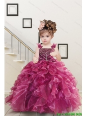 Custom Made Burgundy Little Girl Dress with Beading and Ruffles for 2015