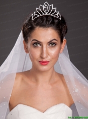 Cute Alloy Tiara With Beaded Flower Decorate