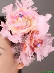 Cute Pink Feather Flower Fascinators