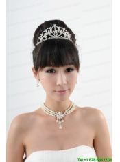 Dignified Crown with Wedding Jewelry Set Including Necklace And Earrings