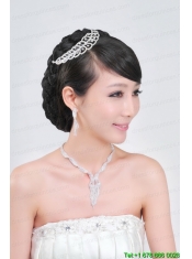 Elegant Alloy With Rhinestone Ladies' Necklace and Headpiece