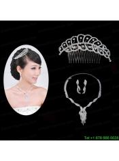 Elegant Alloy With Rhinestone Ladies' Necklace and Headpiece