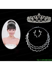 Elegant Alloy With Rhinestone Ladies' Necklace and Tiara