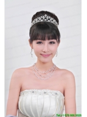 Elegant Alloy With Rhinestone Ladies' Necklace and Tiara