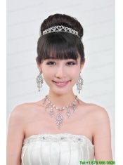 Elegant Alloy With Rhinestone Ladies' Necklace and Tiara