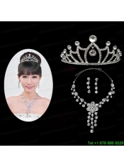 Elegant Alloy With Rhinestone Ladies' Necklace and Tiara