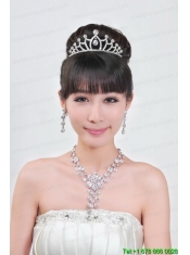 Elegant Alloy With Rhinestone Ladies' Necklace and Tiara