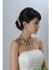 Elegant Pearl Necklace And Earrings Wedding Jewelry Set