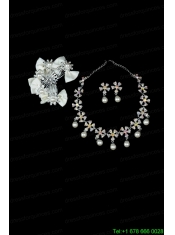 Elegant Pearl Necklace And Earrings Wedding Jewelry Set