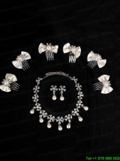 Elegant Pearl Necklace And Earrings Wedding Jewelry Set