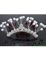 Elegant Tiara With Imitation Pearls